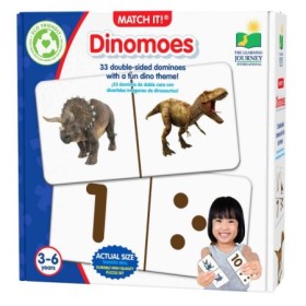 Joc Educativ cu 33 cartonase mari domino cu doua fete Dinozauri 3-6 ani
